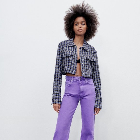 Zara Textured Cropped Jacket S - Picture 2 of 10